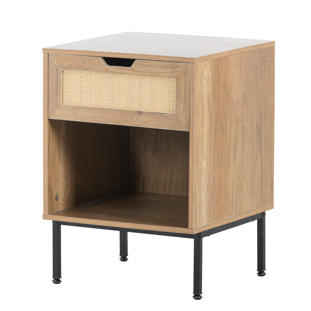 Natural Rattan Door Nightstand with Solid Metal Legs M764