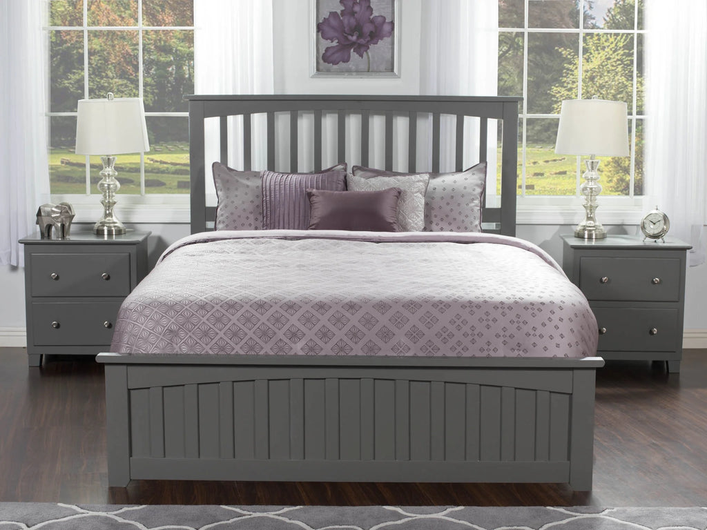 Queen Wood Platform Bed with Slatted Headboard and Footboard X624