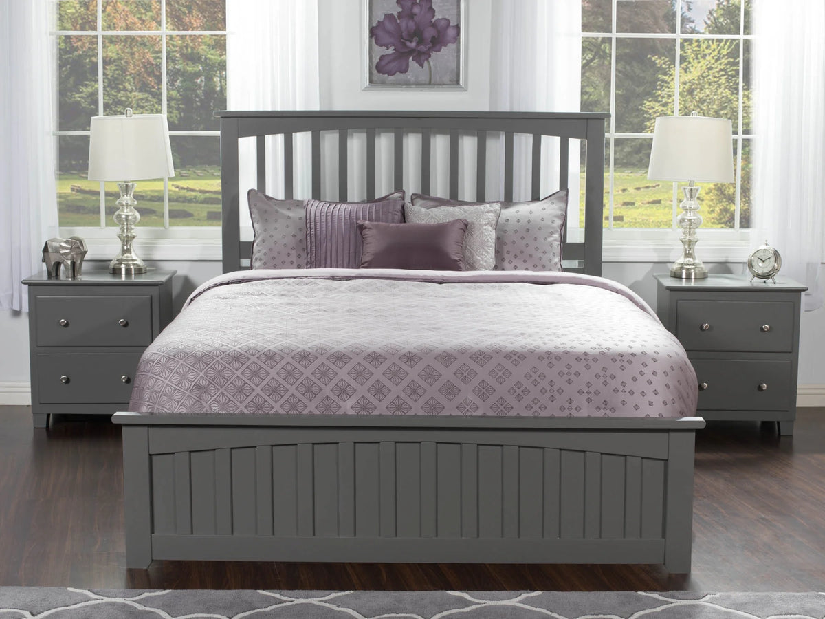 Queen Wood Platform Bed with Slatted Headboard and Footboard X624