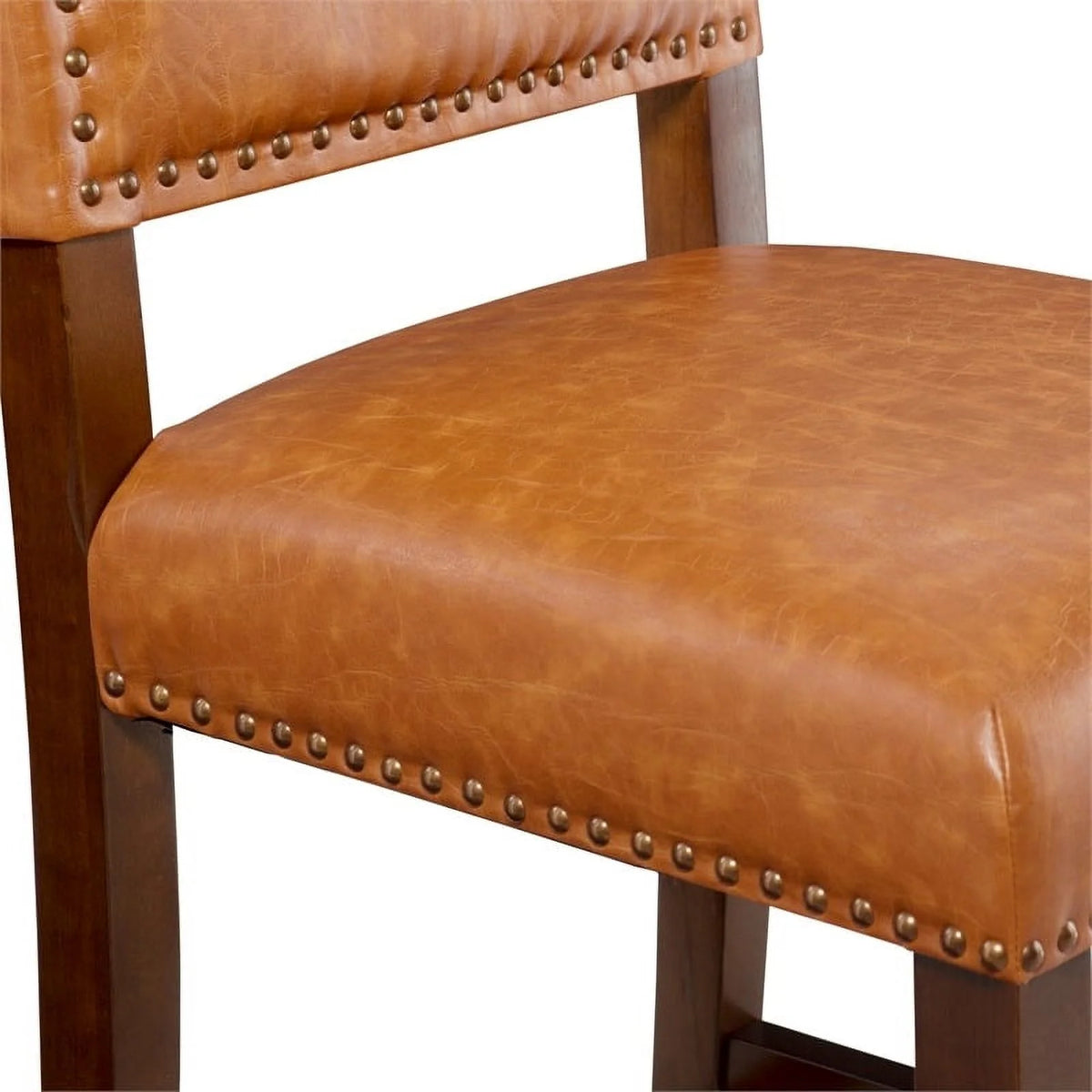 24" Faux Leather Wood Counter Stool in Dark Caramel/Walnut R713737