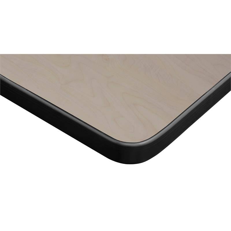 Maple Square Breakroom Table & 4 Black Stack Chairs I87282