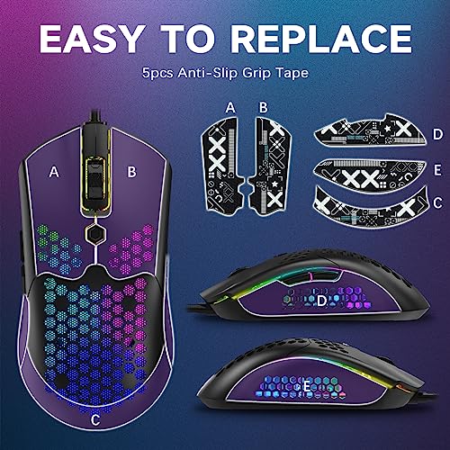 Green 65G Honeycomb Shell Wired Gaming Mouse B6397