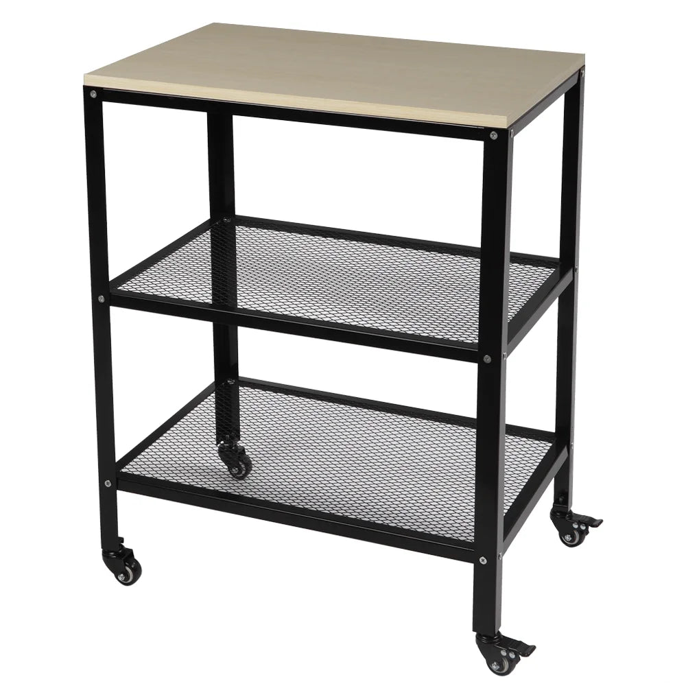 White 3-Tier Metal Rolling Kitchen Cart W656844