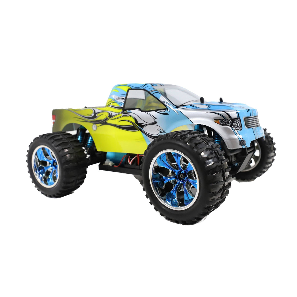 Light Blue and Yellow Flame Design 4WD Electric RC Truck T8140