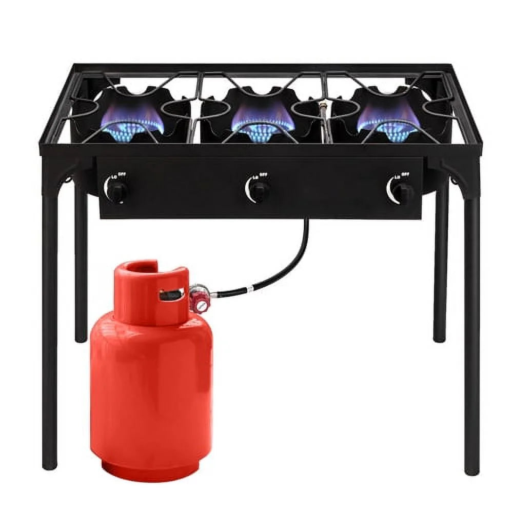 Black 3-Burner Outdoor Stove with Regulator R38735