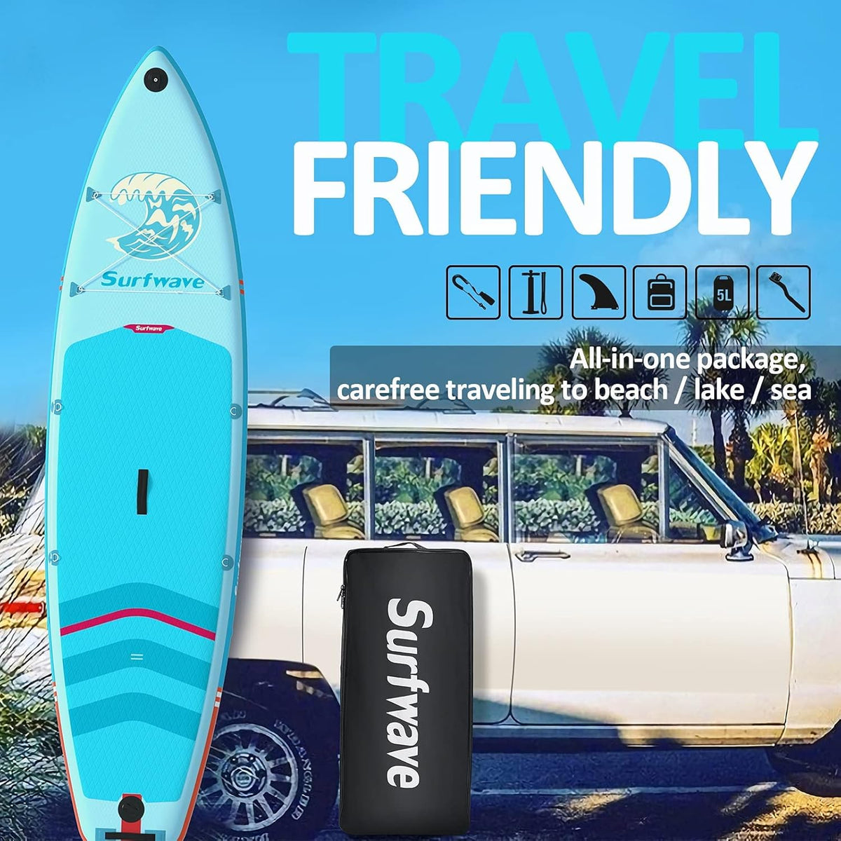 10'8''×33''×6'' Extra Wide Inflatable Paddle Board with Camera Mount P277965