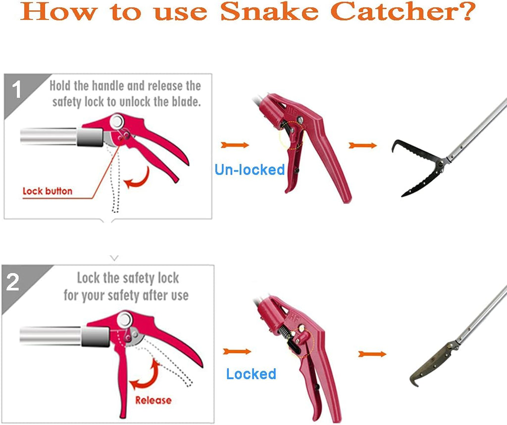 60 Inch Snake Tongs Reptile Grabber Catcher Wide Jaw Handling Tool Heavy Duty Pack of 2 P464
