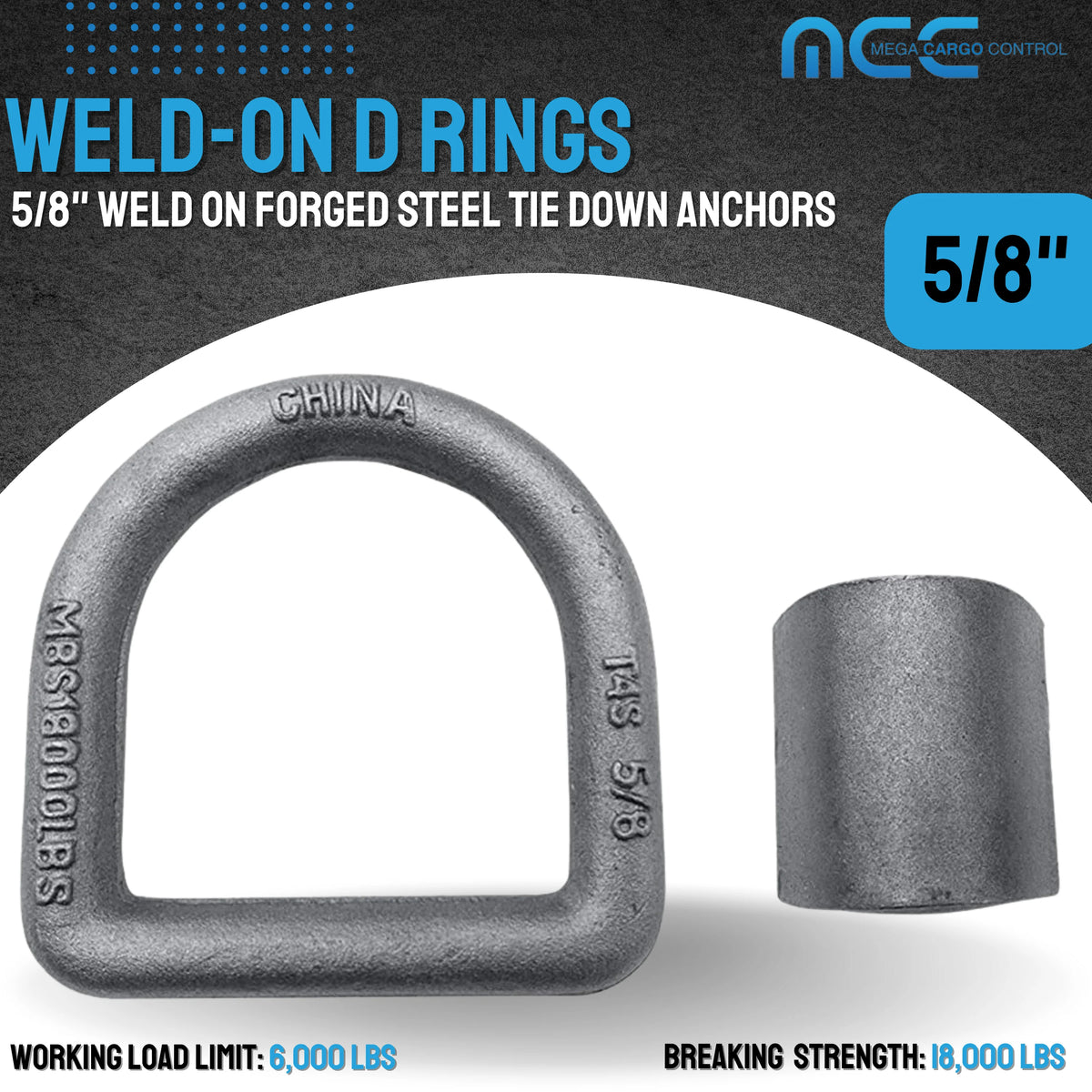10 Pack Heavy Duty 5/8" Weld-On D Ring for Flatbed Truck Trailer Tie Down F5092