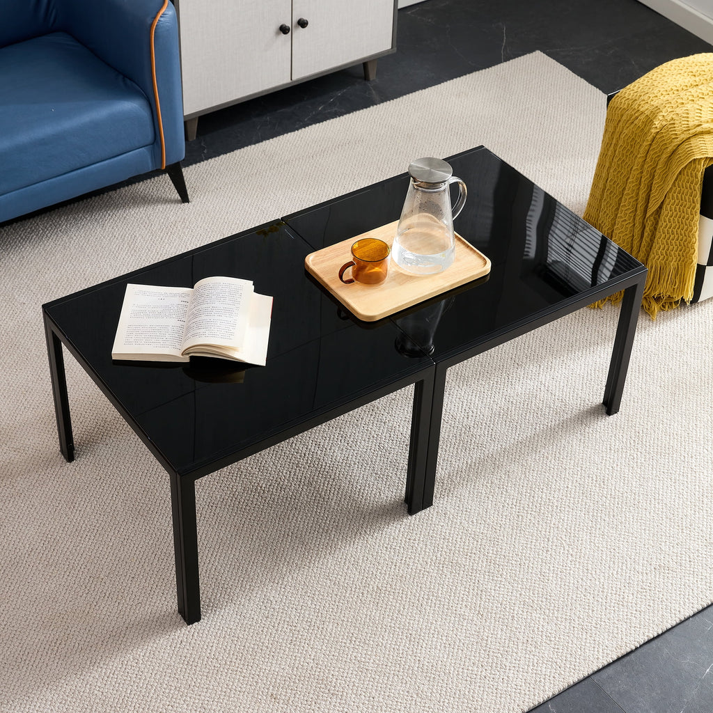 Glass Coffee Table Set of 2 Black S63676