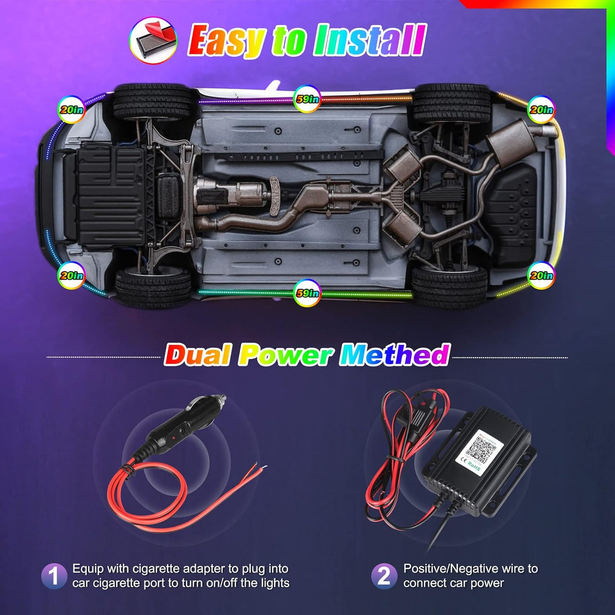 6 Pcs 300 LEDs Car Underglow Light Kit Q420