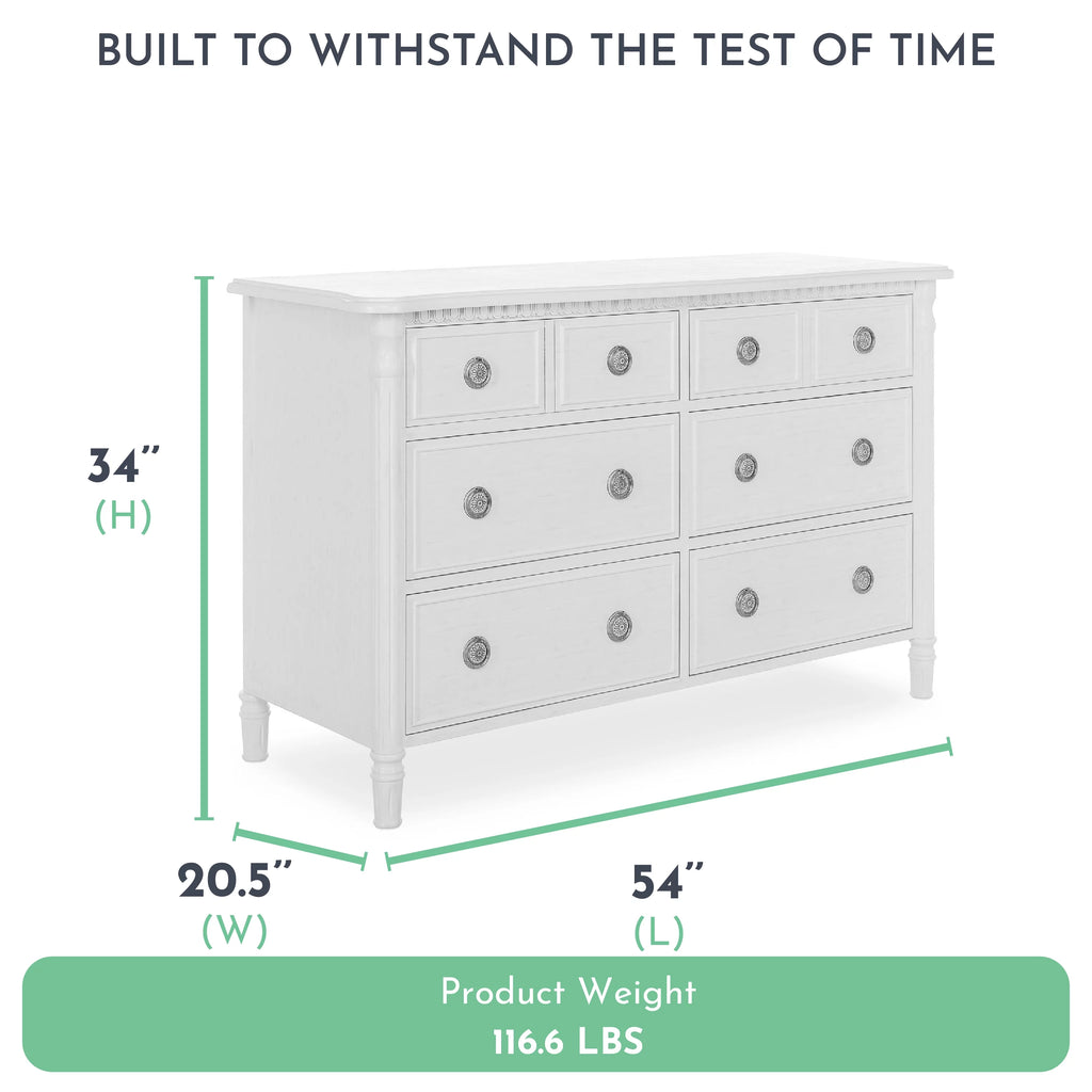 White 6 Drawer Double Dresser J618