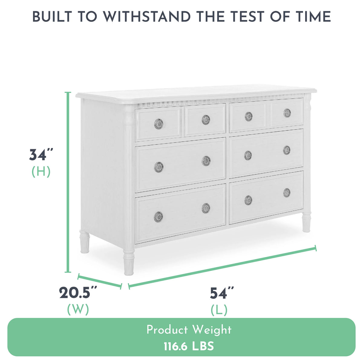 White 6 Drawer Double Dresser J618