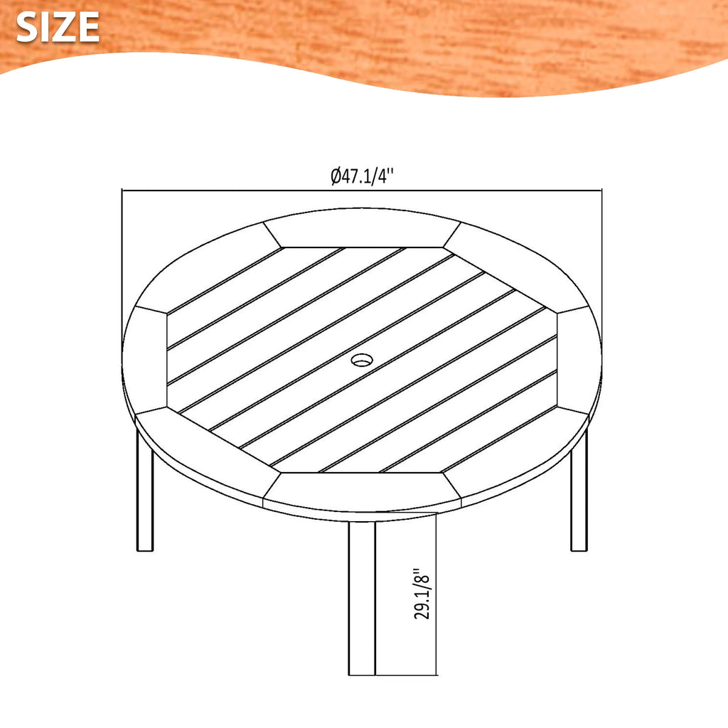 Eucalyptus Wood Outdoor Round Table N6780