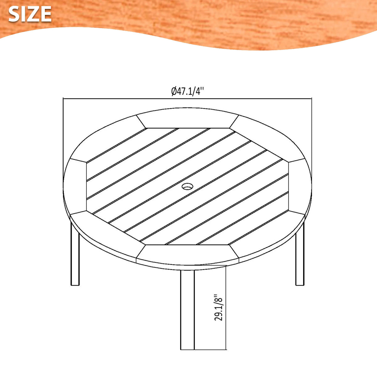 Eucalyptus Wood Outdoor Round Table N6780