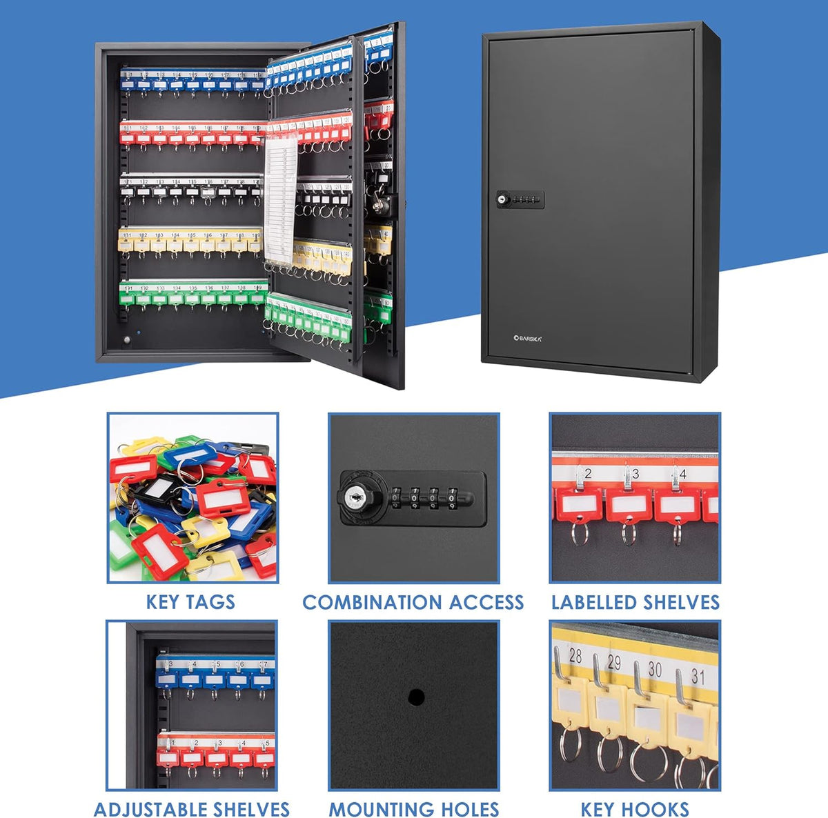 Combination Lock Key Cabinet Lock Box Black O38306
