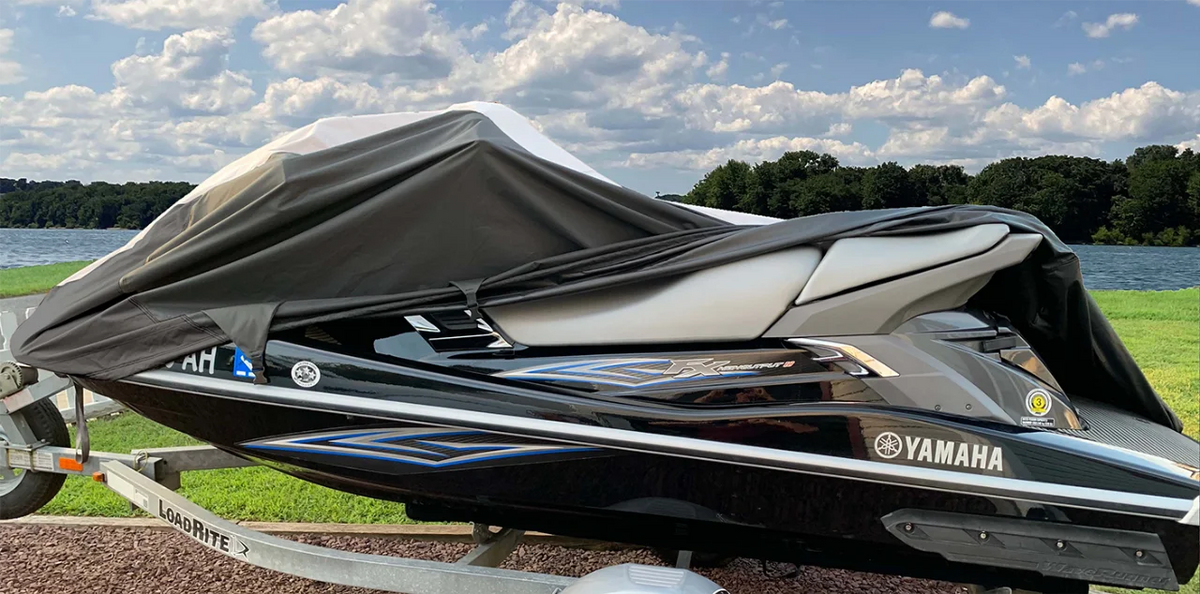 Trailerable Jet Ski Cover Black/Grey 2 Seater 111" A827