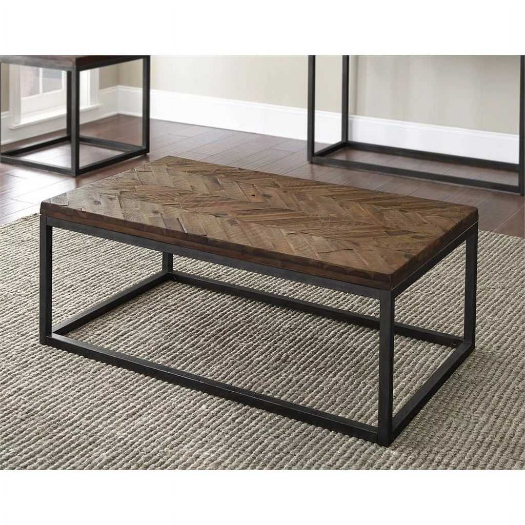 Distressed Brown Wood and Nickel Coffee Table K724366