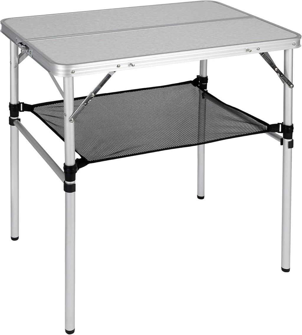 2.5 Foot Adjustable Folding Camping Table with Mesh Storage Organizer K665238