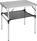 2.5 Foot Adjustable Folding Camping Table with Mesh Storage Organizer K665238
