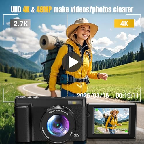 48MP 4K Digital Camera with 16X Zoom and Flip Screen A49517