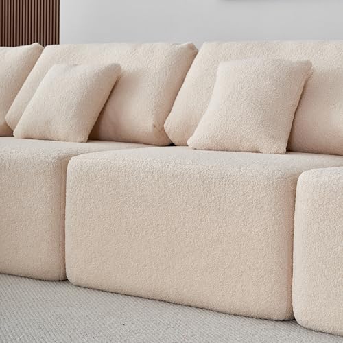 Oversized Modular Sectional Sofa Set, Gray Sherpa Fabric T35851