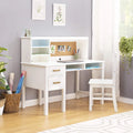White Desk Hutch and Chair with Drawers O989170