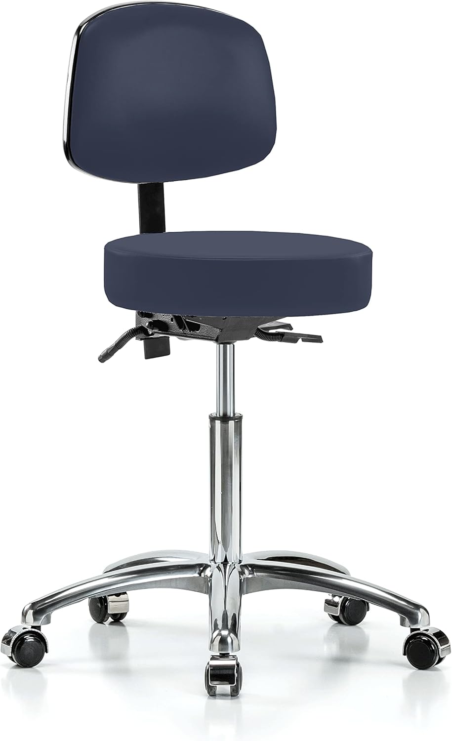 Chrome Height Adjustable Doctor's Stool with Back and Footring W664808