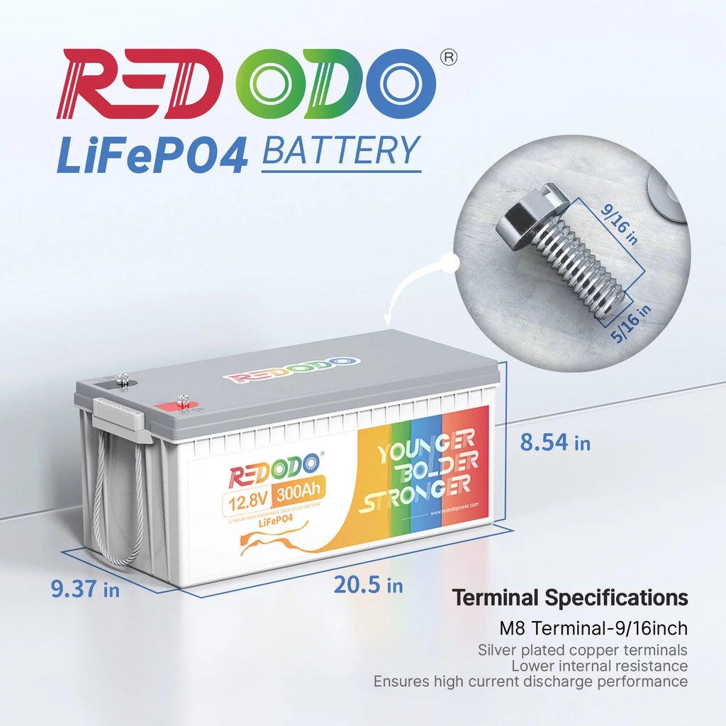 12V 300Ah LiFePO4 Lithium Battery with 200A BMS X762302