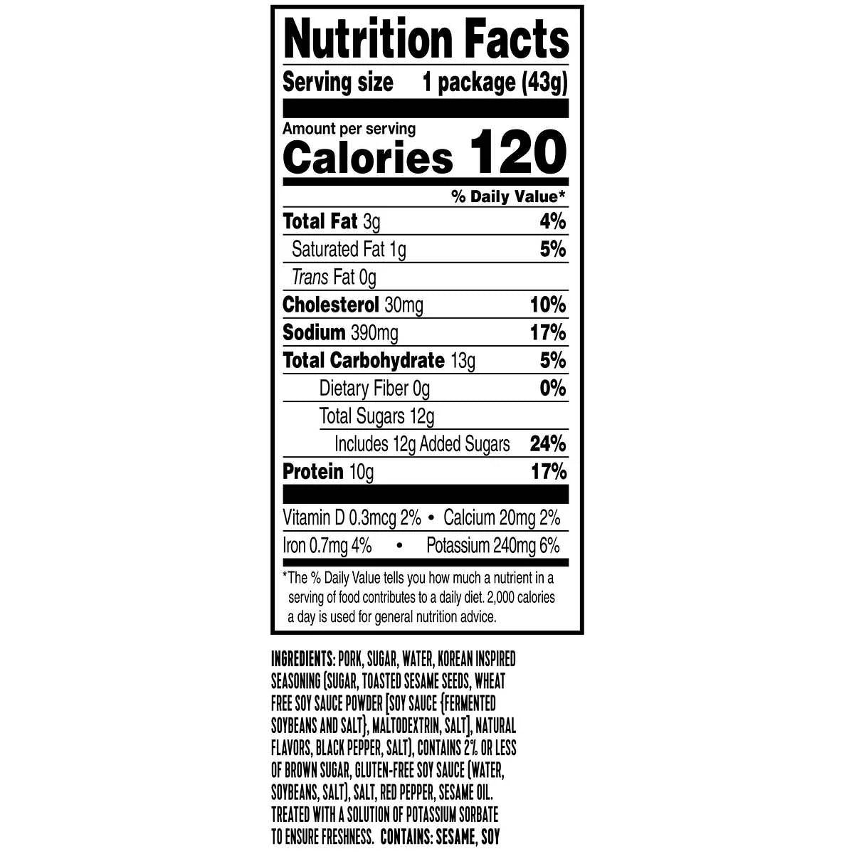 Pork Snack Bites Korean Barbecue 1.5 Ounce (12 Count) H916