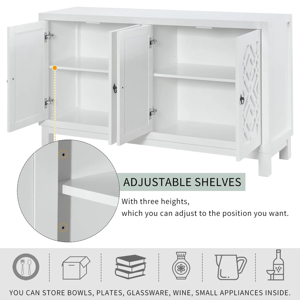 White 2-Door Storage Cabinet with Metal Legs and Adjustable Shelves I154133