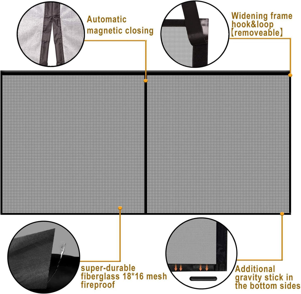 Magnetic Garage Door Screen 16x7FT Fiberglass Mesh V139937