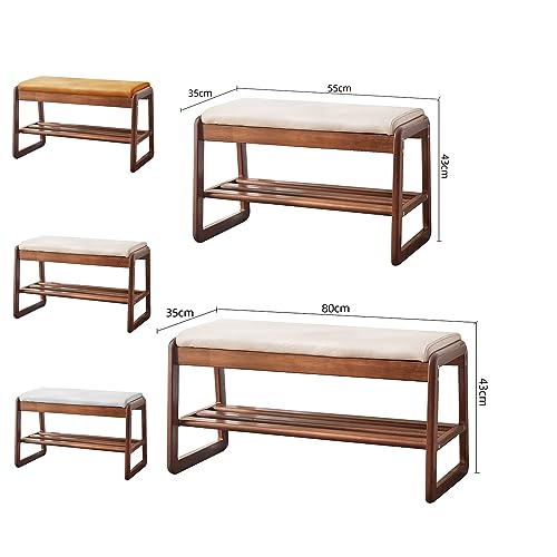 Off-White Wooden Shoe Storage Bench Ottoman C48447