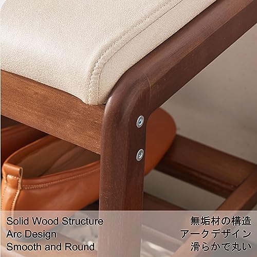 Off-White Wooden Shoe Storage Bench Ottoman C48447