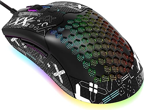 Green 65G Honeycomb Shell Wired Gaming Mouse B6397