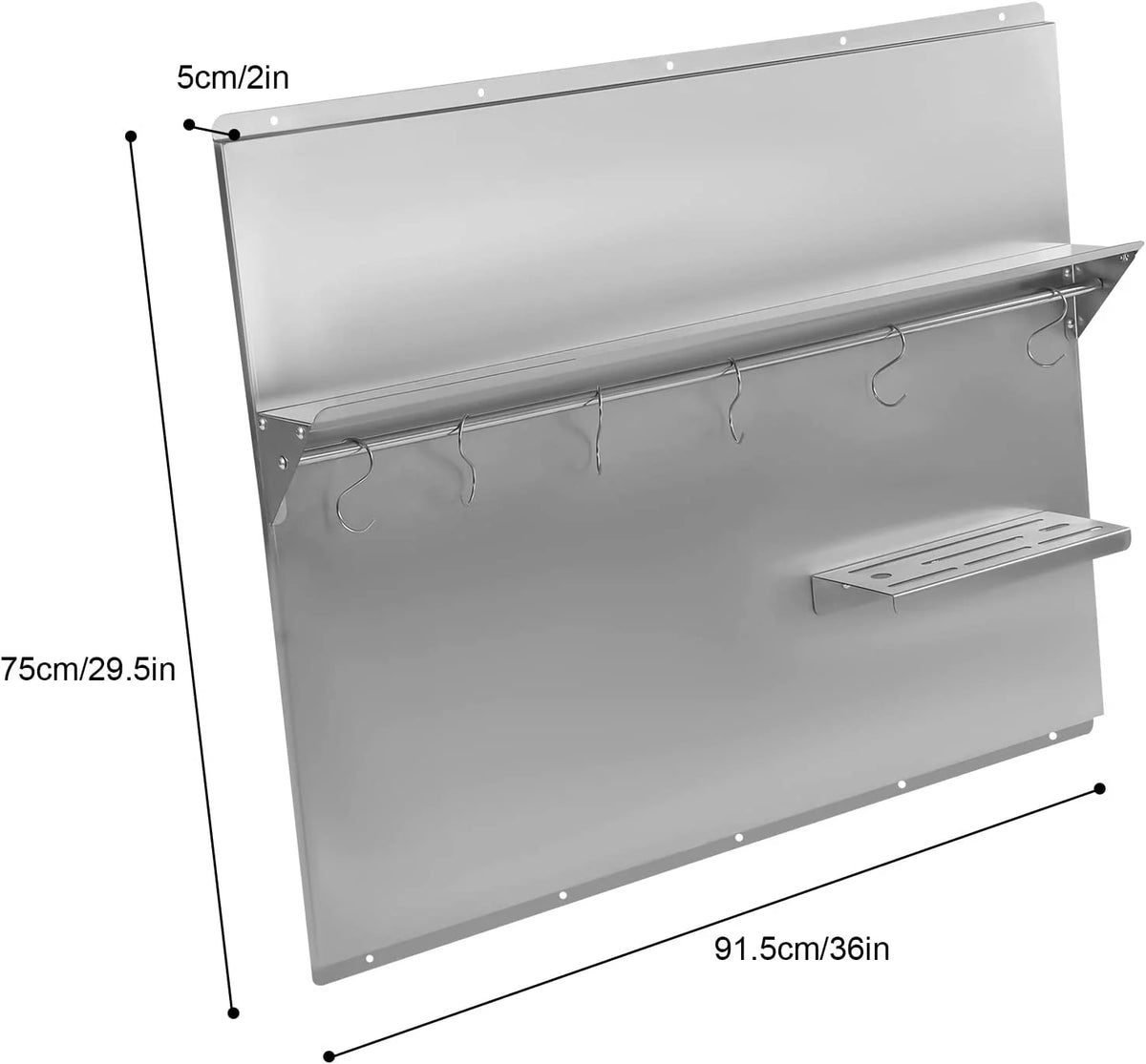 Stainless Steel Backsplash with Shelf (36x 29.5 Inch) S16494