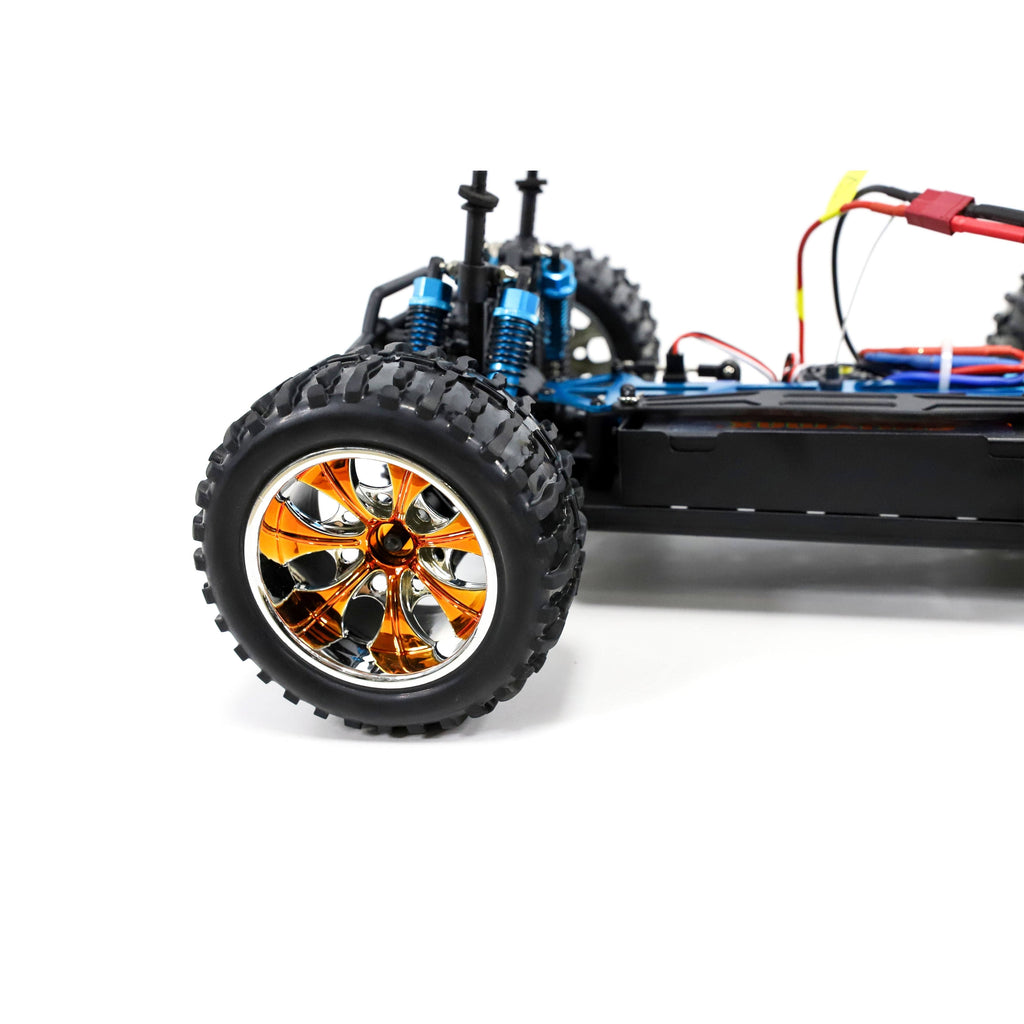 Light Blue and Yellow Flame Design 4WD Electric RC Truck T8140