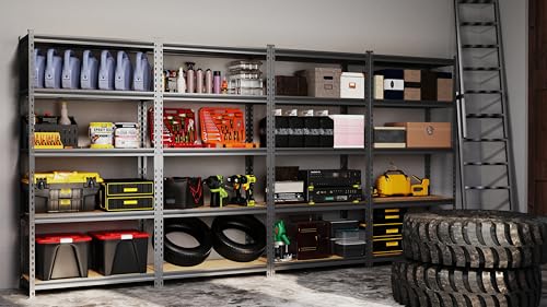 5 Tier Heavy Duty Metal Adjustable Utility Shelf Rack, Black E3880