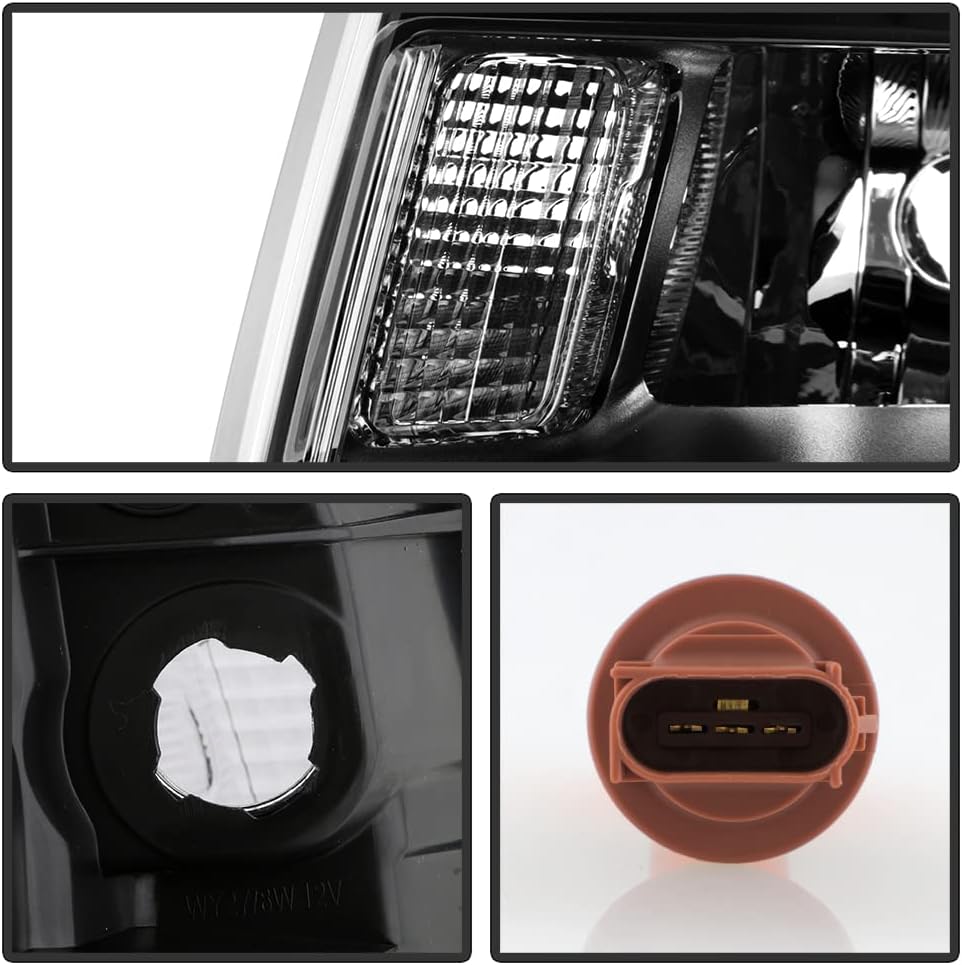 Black Housing Projector Headlights Pair Left+Right U8784