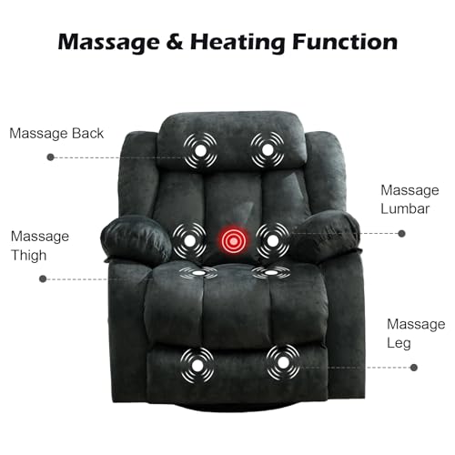 Grey Fabric Manual Swivel Rocker Recliner Chair Z481749
