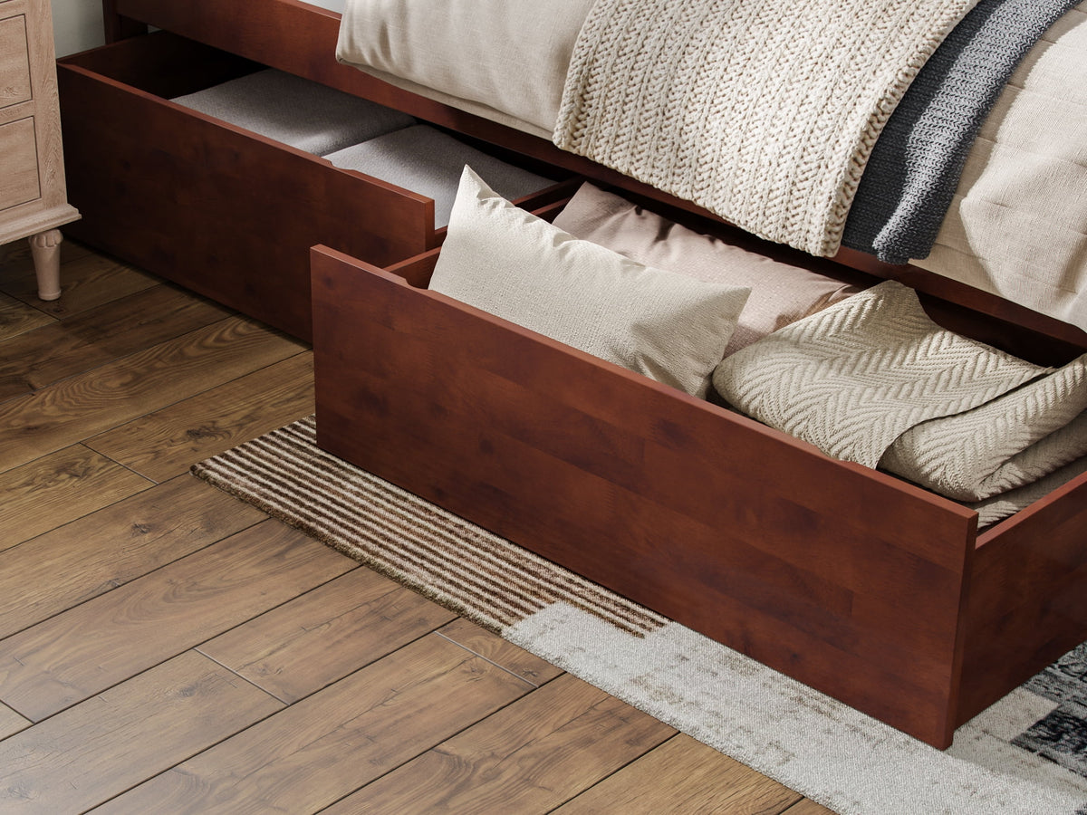 Queen Solid Wood Platform Bed with Storage Drawers T385278