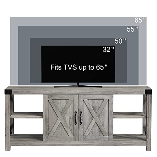 60 Inch TV Stand with Storage and Adjustable Shelves (Grey) O54927