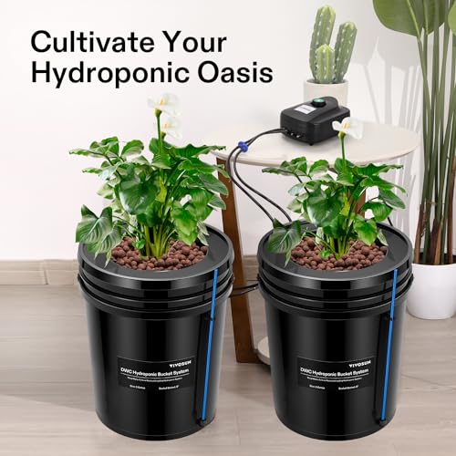 5-Gallon Deep Water Culture Hydroponics Grow System with Air Pump and Air Stone C989