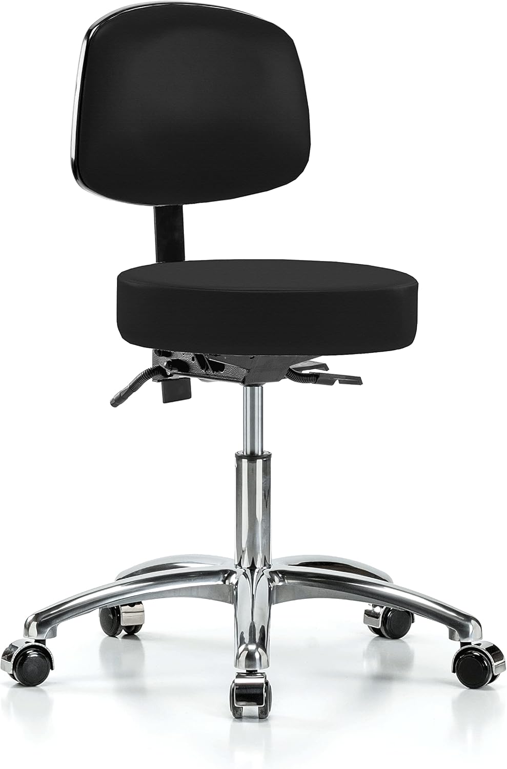 Chrome Height Adjustable Doctor's Stool with Back and Footring W664808
