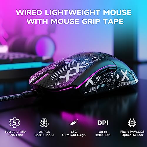 Green 65G Honeycomb Shell Wired Gaming Mouse B6397