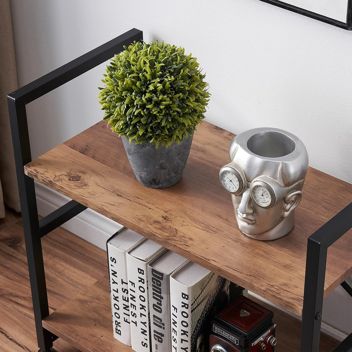 2 Tier Open Bookshelf with Metal Frame N5681