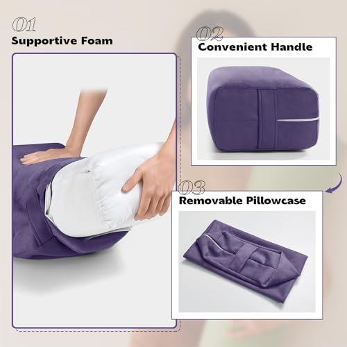 Rectangular Yoga Bolster Pillow with Washable Suede Cover, 27"X10"X5.5" W11893