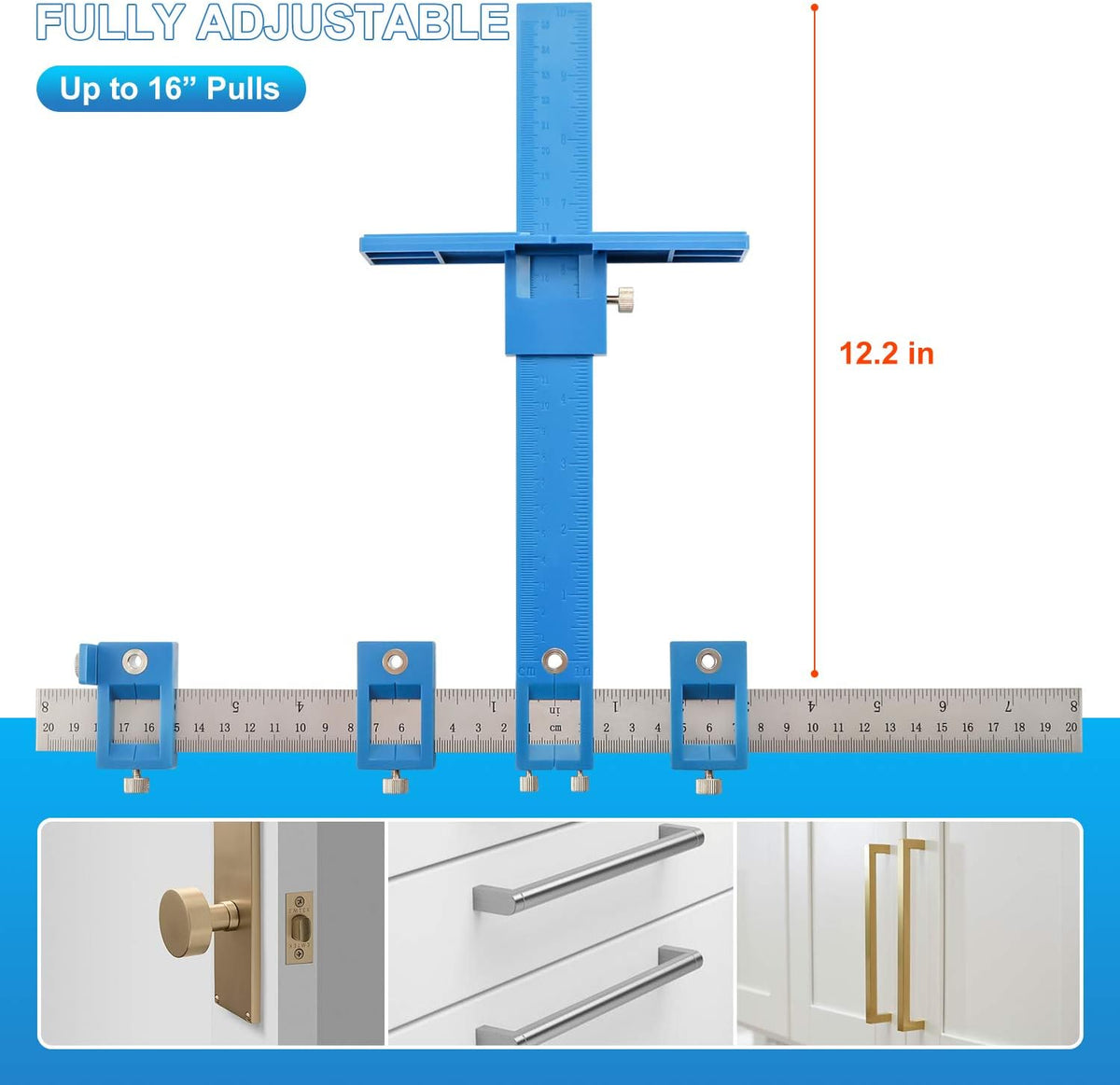 Cabinet Hardware Jig Tool Adjustable Drill Template Guide Pack of 2 M31961