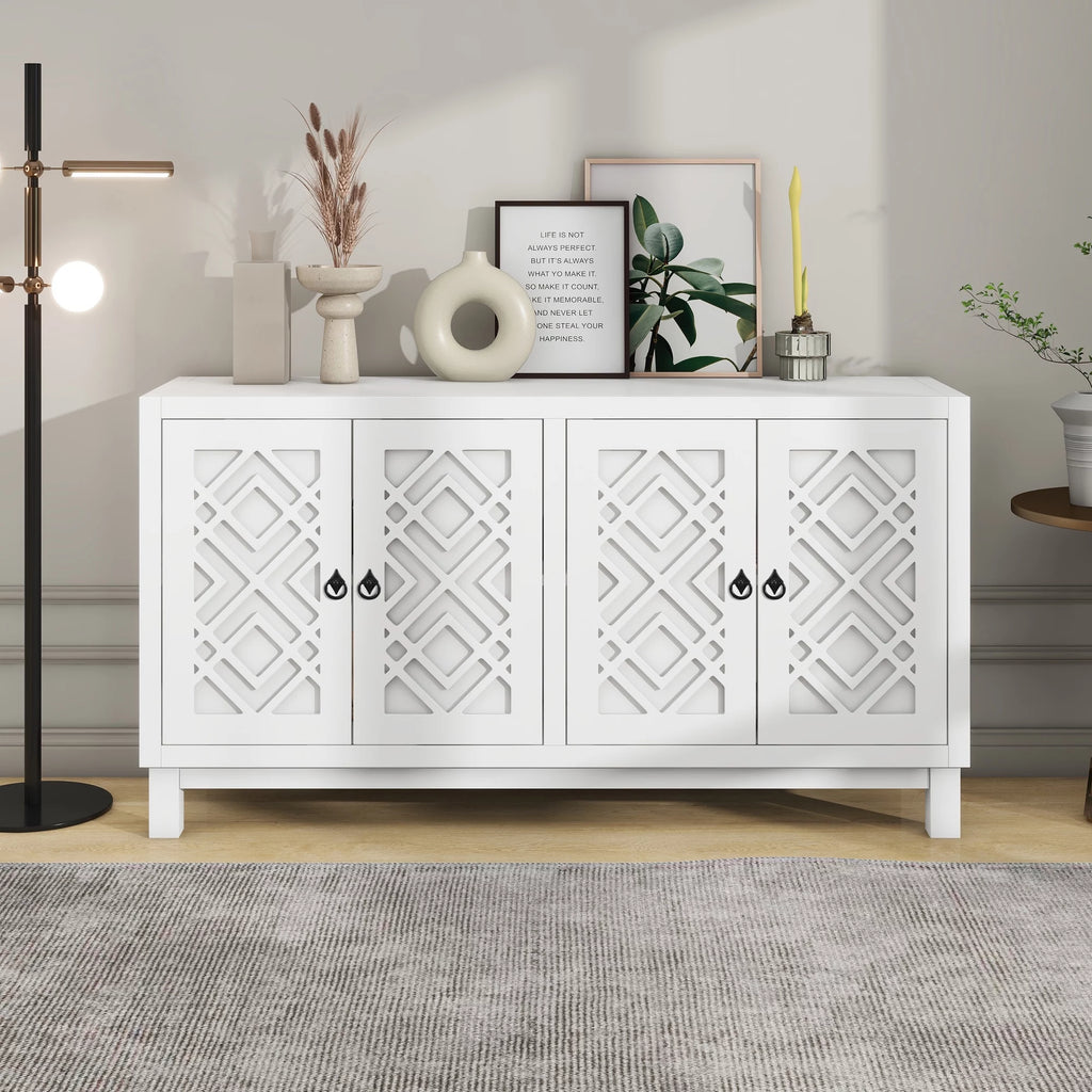 White 2-Door Storage Cabinet with Metal Legs and Adjustable Shelves I154133
