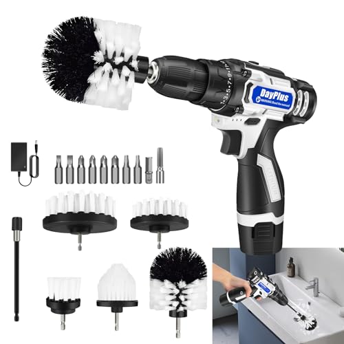 Electric Spin Scrubber Handheld, 2 Speed, with 9 Brush Heads, 450RPM Battery Power Scrubber Waterproof, 3.0Ah Battery and Charger R409