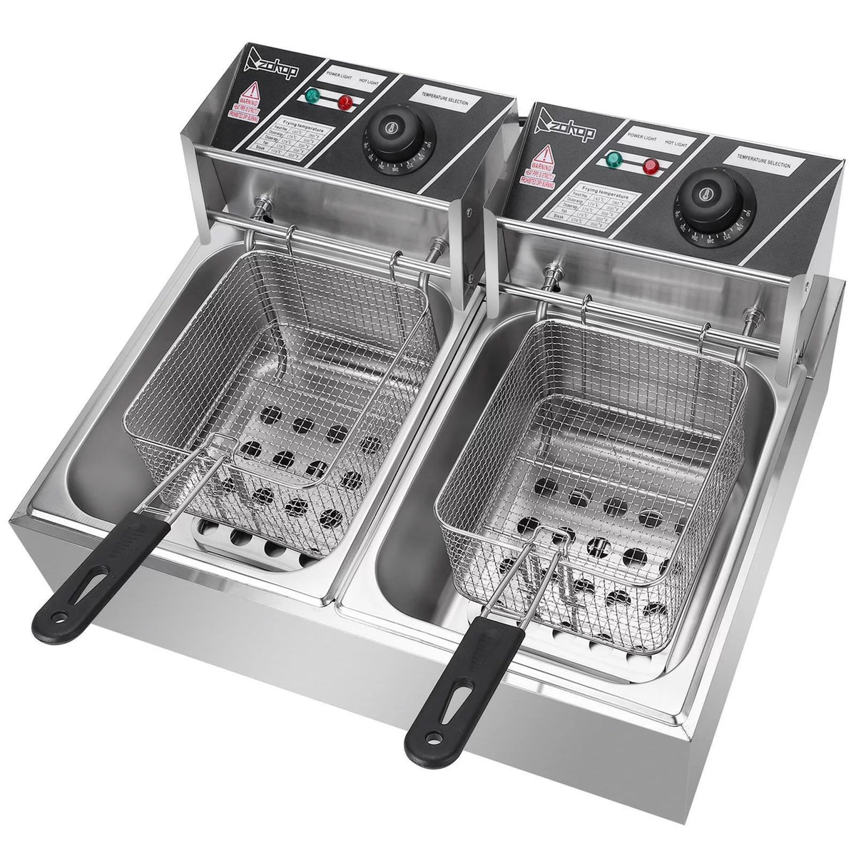 5000W 12L Stainless Steel Electric Deep Fryer with 2 Fry Baskets Z54250